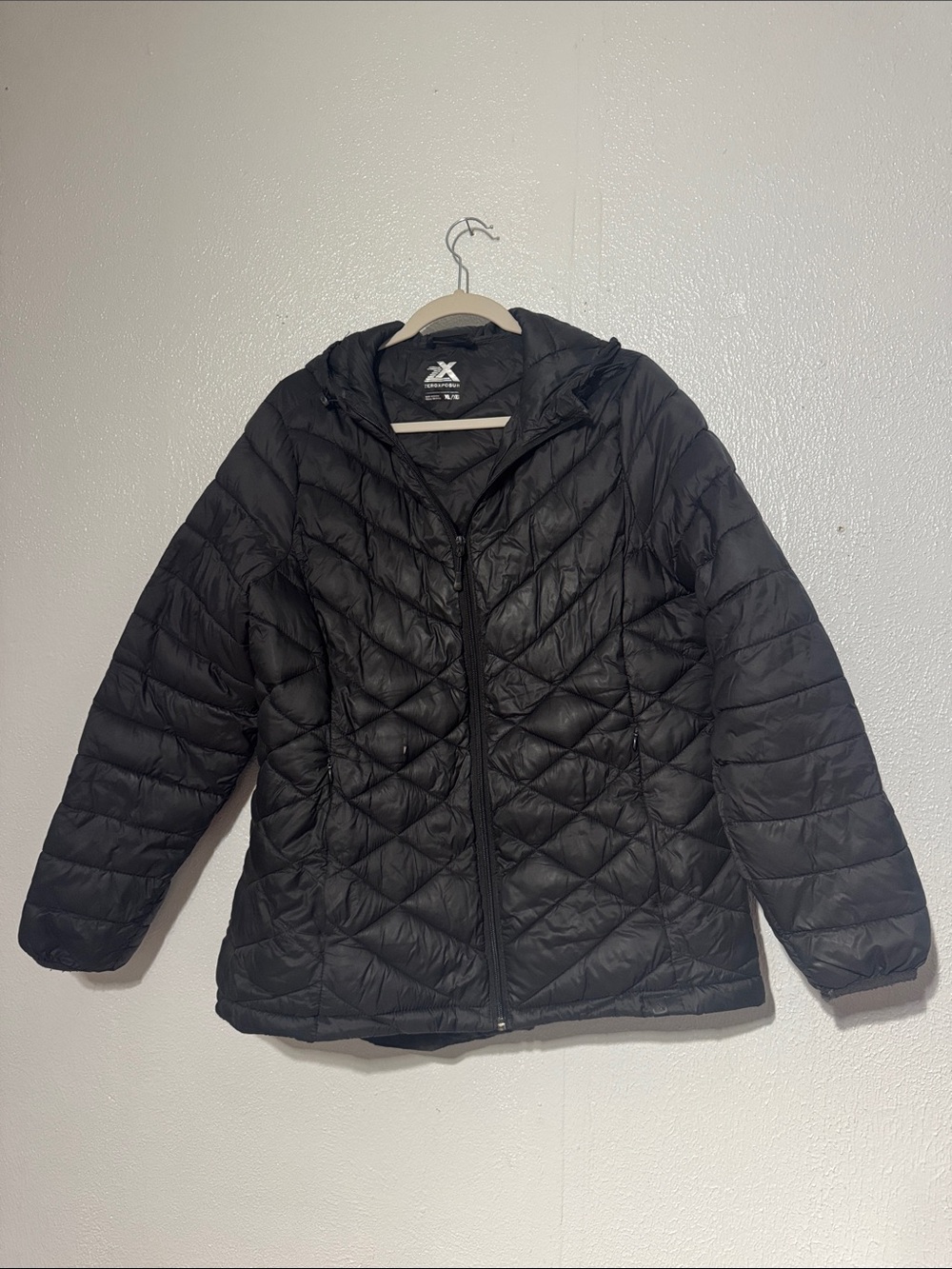 ZeroXposur Black Hooded Quilted Puffer Jacket Coat XL